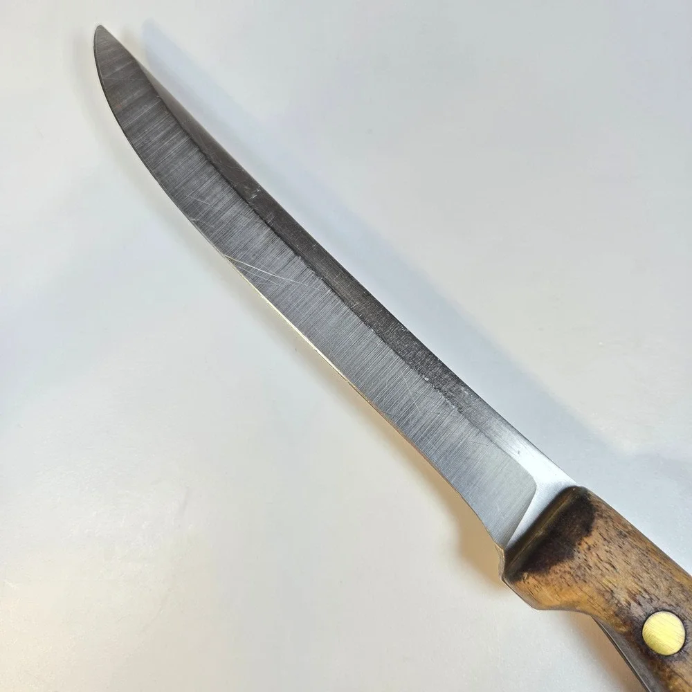 Vintage Chicago Cutlery 61S Knife Vintage Walnut Handle Brass Rivets USA L2